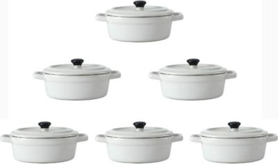 Mini Cocotte HOBBYTECH Lot De 6 Mini Cocottes Ovales Blanches Boulanger