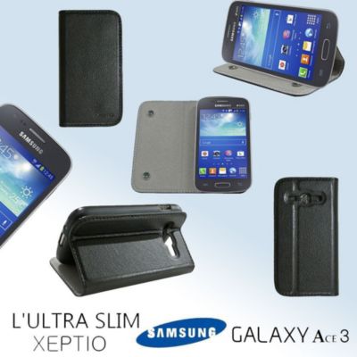 Etui XEPTIO Samsung Galaxy Ace 3 noir avec stand