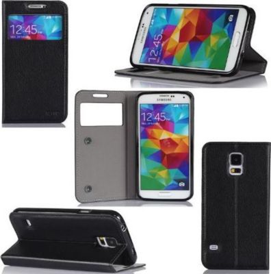 Etui XEPTIO Samsung Galaxy S5 noir avec fenêtre