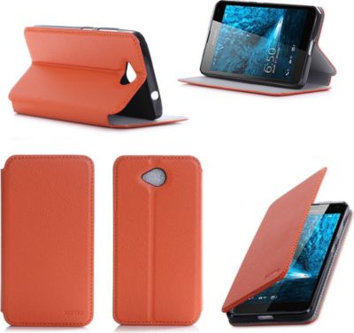 Etui XEPTIO Microsoft Lumia 650 orange Cuir stand