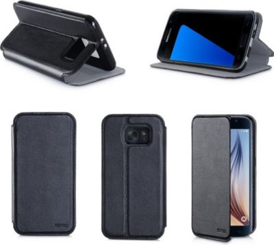 Etui XEPTIO Samsung Galaxy S7 4G noir Cuir stand