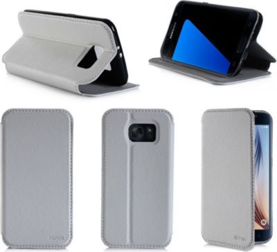 Etui XEPTIO Samsung Galaxy S7 EDGE blanc Cuir stand