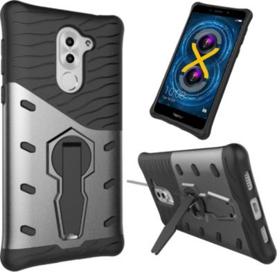 BUNAL Coque pour Honor X6a (6.56) Case + Verre Trempé(2 Pièces), Étui Anti-Collision  Silicone Souple Housse Anti-Rayures avec Support de Téléphone Portable  Réglable à 360° - Noir : : High-Tech