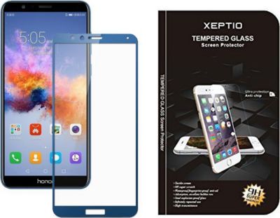 Protège écran XEPTIO Honor 7X verre trempé full bleu