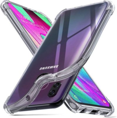 Avizar Coque pour Samsung Galaxy A40 Souple Noir et Verre Trempé