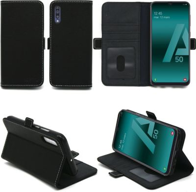 Housse XEPTIO Samsung Galaxy A50 portefeuille noir