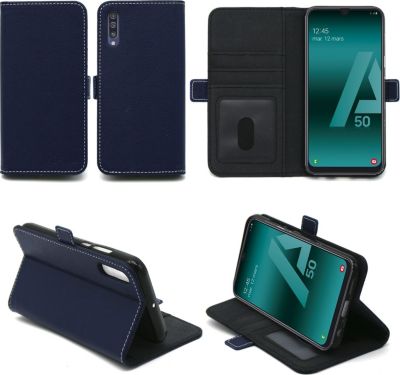 Housse XEPTIO Samsung Galaxy A50 portefeuille bleu Housse XEPTIO Samsung Galaxy A50 portefeuille bleu