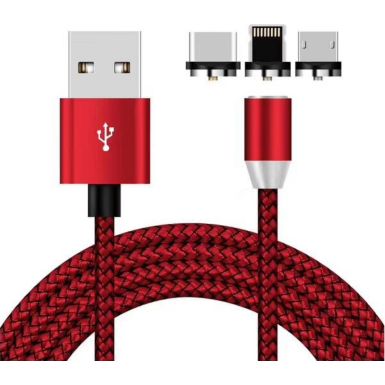Câble trio XEPTIO Câble magnétique USB Type C 1m rouge