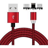 Câble trio XEPTIO Câble magnétique Micro USB 1m rouge