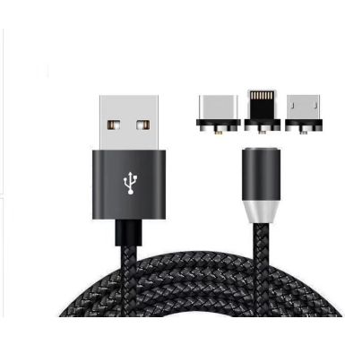 Câble trio XEPTIO Câble magnétique USB Type C 2m noir