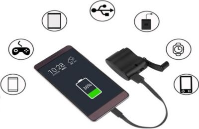 Chargeur dynamo SHOT CASE Dynamo Chargeur USB Batterie NOIR