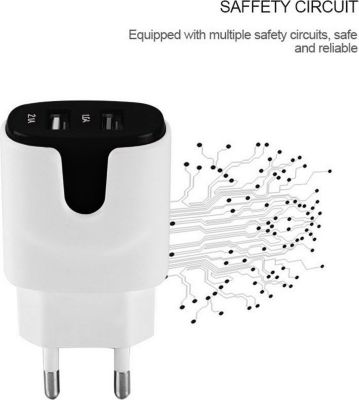 Câble alimentation SHOT CASE USB Double Prise Murale 2 Ports (NOIR)