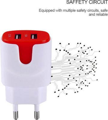 Câble alimentation SHOT CASE USB Double Prise Murale 2 Ports (ROUGE)