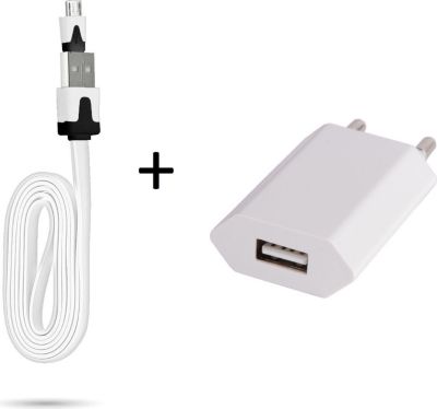 Chargeur secteur SHOT CASE Noodle Cable Micro USB + Prise BLANC