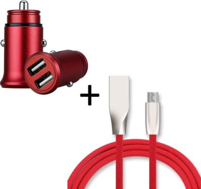 Chargeur allume-cigare SHOT CASE Pack Fast Charge Micro USB ROUGE