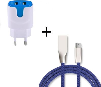 Chargeur secteur SHOT CASE Fast Charge Cable IPHONE + Prise BLEU