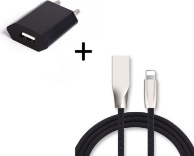 Chargeur secteur SHOT CASE Fast Charge Cable IPHONE + Prises NOIR