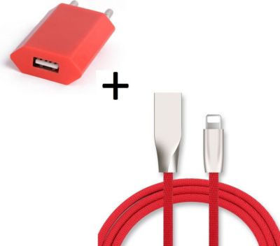 Chargeur secteur SHOT CASE Fast Charge Cable IPHONE + Prises ROUGE