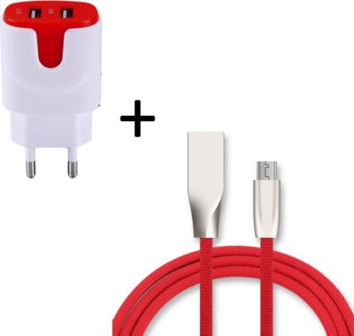 Chargeur secteur SHOT CASE Fast Cable Micro USB + Prises ROUGE