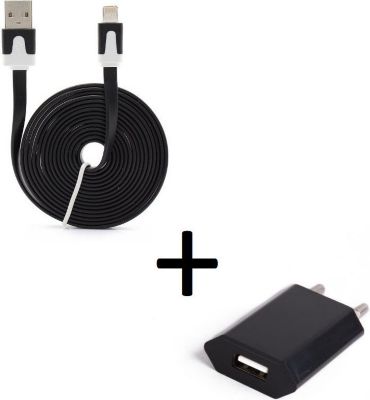 Chargeur secteur SHOT CASE Cable IPHONE Noodle 3m + Prise NOIR Chargeur secteur SHOT CASE Cable IPHONE Noodle 3m + Prise NOIR