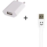Pack de charge SHOT CASE Cable IPHONE Smiley LED + Prise BLANC