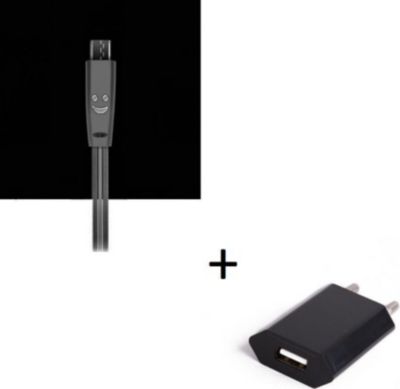 Chargeur secteur SHOT CASE Cable IPHONE Smiley LED + Prise NOIR