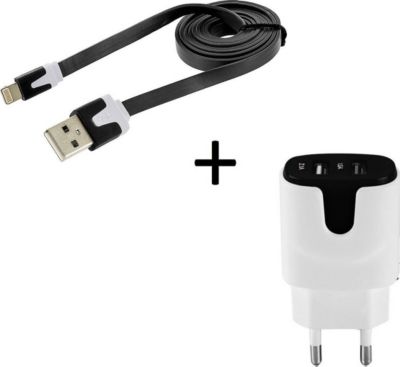 Chargeur secteur SHOT CASE Cable Micro USB Noodle 1m + Prises NOIR