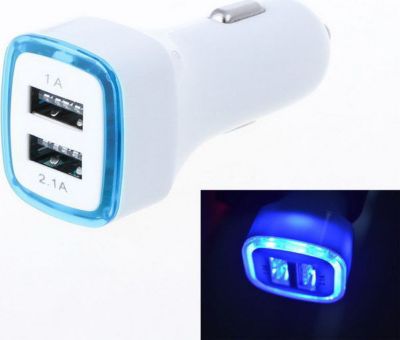 Multiprise allume-cigare SHOT CASE Double LED Allume Cigare IPHONE (BLEU)