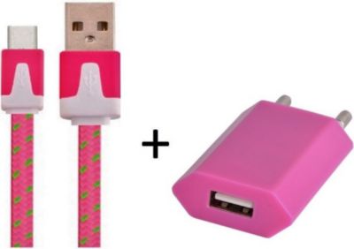 Chargeur secteur SHOT CASE Cable Type C Noodle 1m + Prise ROSE B