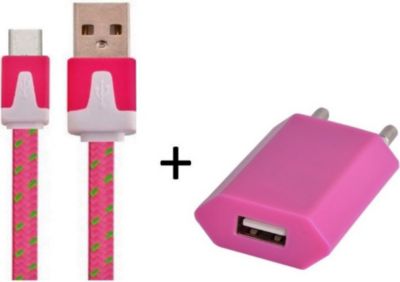 Chargeur secteur SHOT CASE Cable Type C Noodle 1m + Prise ROSE B Chargeur secteur SHOT CASE Cable Type C Noodle 1m + Prise ROSE B