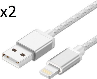 SHOT CASE Pack de 2 Cables Metal IPHONE (ARGENT)
