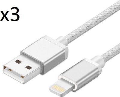 SHOT CASE Pack de 3 Cables Metal IPHONE (ARGENT)