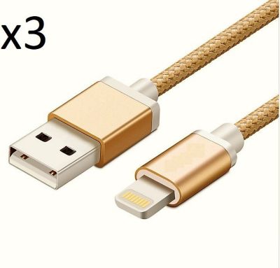 SHOT CASE Pack de 3 Cables Metal IPHONE (OR)