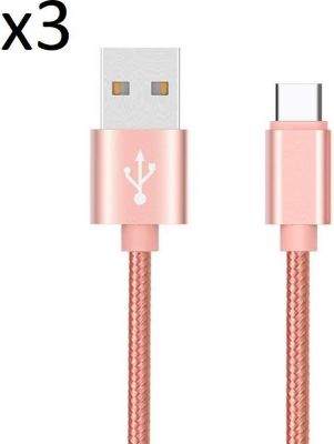 Chargeur USB C SHOT CASE 3 Cables Metal Type C ROSE BONBON
