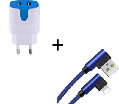 Chargeur secteur SHOT CASE Cable IPHONE 90° Fast + Prises BLEU Chargeur secteur SHOT CASE Cable IPHONE 90° Fast + Prises BLEU