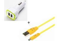 Chargeur allume-cigare SHOT CASE IPHONE Cable Smiley + Prise JAUNE