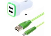 Chargeur allume-cigare SHOT CASE IPHONE Cable Smiley + Prise VERT