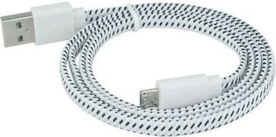 Chargeur USB C SHOT CASE Tresse 3m Reversible Tissu Tisse (BLANC)