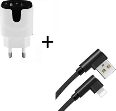 Chargeur secteur SHOT CASE Cable IPHONE 90° Fast + Prises NOIR Chargeur secteur SHOT CASE Cable IPHONE 90° Fast + Prises NOIR