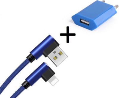 Chargeur secteur SHOT CASE Cable IPHONE 90° Fast + Prise BLEU Chargeur secteur SHOT CASE Cable IPHONE 90° Fast + Prise BLEU