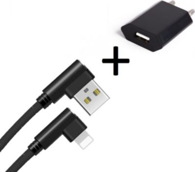 Chargeur secteur SHOT CASE Cable IPHONE 90° Fast + Prise NOIR Chargeur secteur SHOT CASE Cable IPHONE 90° Fast + Prise NOIR