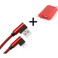 Pack de charge SHOT CASE Cable IPHONE 90° Fast + Prise ROUGE