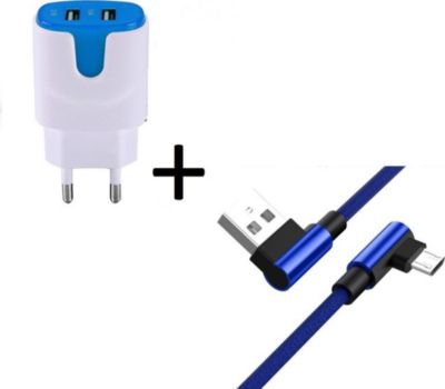 Chargeur secteur SHOT CASE Cable Micro USB 90° Fast + Prises BLEU Chargeur secteur SHOT CASE Cable Micro USB 90° Fast + Prises BLEU