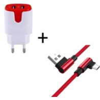 SHOT CASE Cable Micro USB 90° Fast + Prises ROUGE