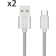 Chargeur USB C SHOT CASE Pack de 2 Cables Metal (ARGENT)