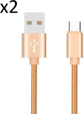 Chargeur USB C SHOT CASE Pack de 2 Cables Metal Connecteur (OR)