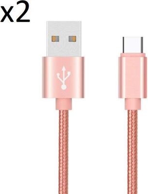 Chargeur USB C SHOT CASE Pack de 2 Cables Metal (ROSE B)