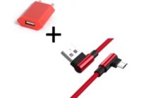 SHOT CASE Cable Micro USB 90° Fast + Prise ROUGE