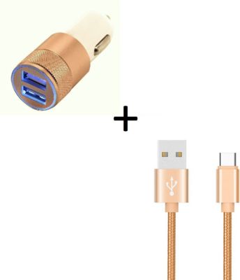 Chargeur allume-cigare SHOT CASE Cable Chargeur Metal Type C + Prise OR