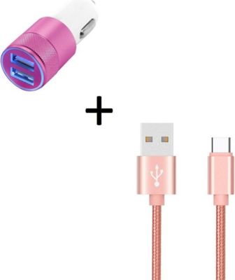 Chargeur allume-cigare SHOT CASE Cable Chargeur Metal Type C + Prise ROSE